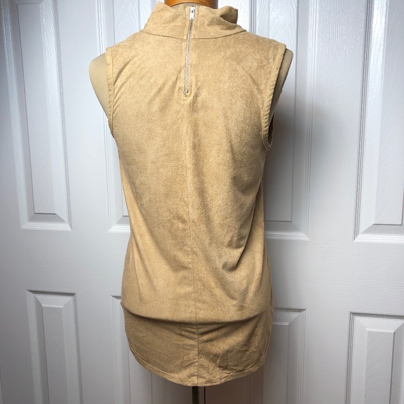Stella Luce Camel Faux Suede Turtleneck Top - Picture 3 of 5
